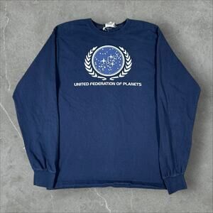 Vintage Star Trek United Federation Of Planets Size Medium Long Sleeve T-Shirt